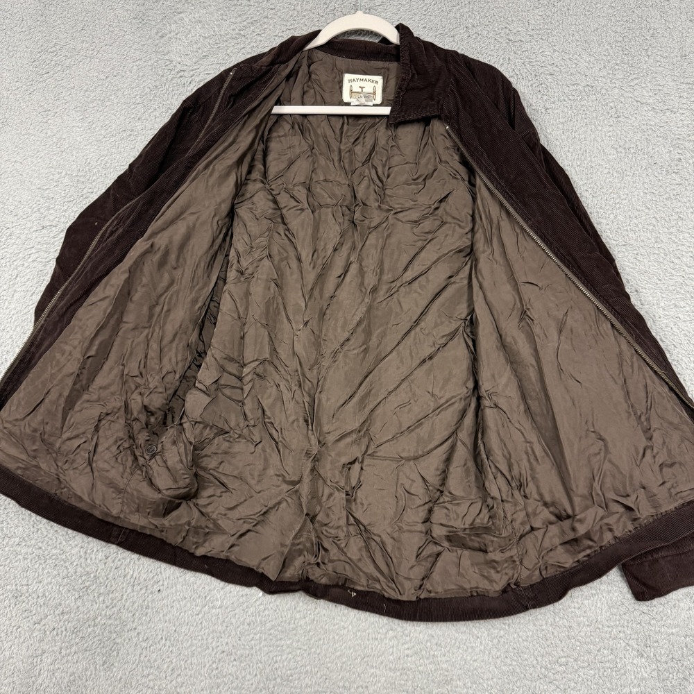 Haymaker Jacket Mens Medium Brown Corduroy Full Zip Lined Bomber Pockets Casual - Picture 4 of 11